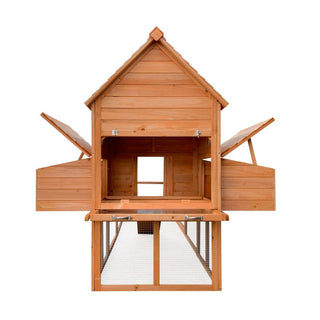 Hønsehus Model XXL med 2 redekasser brun træ