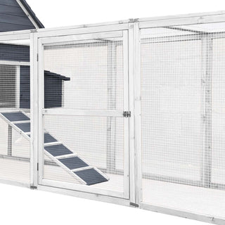 Hønsehus Model XXL med 2 redekasser grå og hvid