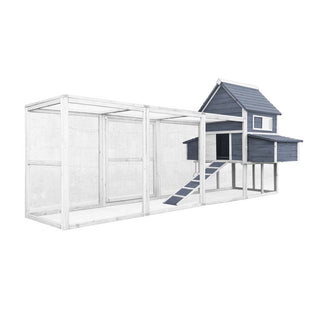 Hønsehus Model XXL med 2 redekasser grå og hvid