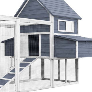 Hønsehus Model XXL med 2 redekasser grå og hvid