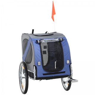 Hundecykeltrailer, blå/grå