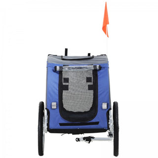 Hundecykeltrailer, blå/grå