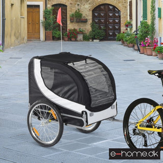 Hundetrailer cykeltrailer hundetransporter cykel hvid+sort 130x73x90cm
