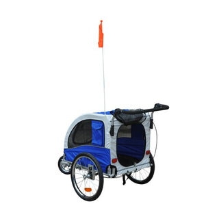 Hunde cykeltrailer/jogger, blå-hvid