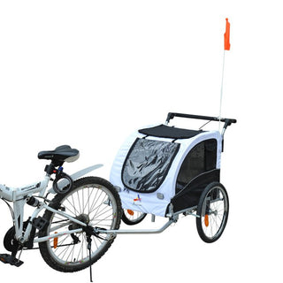 Hunde cykeltrailer/jogger, hvid-sort