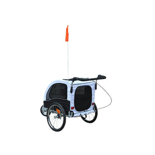 Hunde cykeltrailer/jogger, hvid-sort