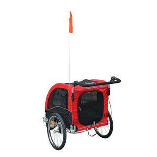 Hunde cykeltrailer/jogger, rød-sort