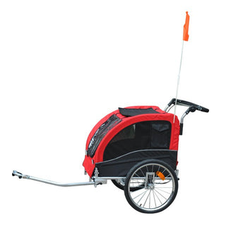 Hunde cykeltrailer/jogger, rød-sort