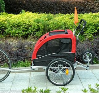 Hunde cykeltrailer/jogger, rød-sort