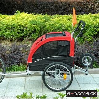 Hunde cykeltrailer/jogger, rød-sort