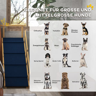 Hunderampe Klappbar Haustierrampe mit abnehmbaren Geländern, rutschfest, Hundeeinstiegshilfe bis 40 kg, 85 x 40 x 78,5 cm, Naturholz