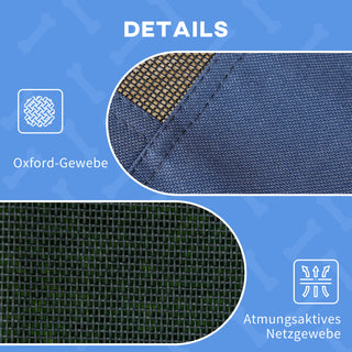 Udendørs kæledyrsseng med baldakin, hævet, net, UV-beskyttelse, mørkeblå, til mellemstore hunde