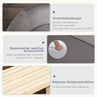 Hundesofa med hollandsk fløjl og skum, 86 x 55 x 33 cm, til små hunde og katte, birkeben, lysegrå