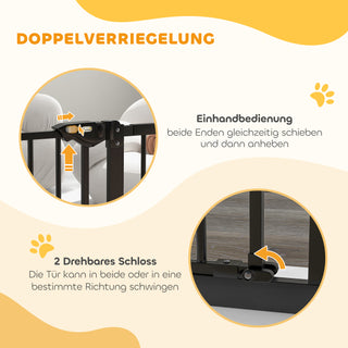 Sikkerhedsgitter til Hunde, 74-80/87-94 cm, Trappegitter til Kæledyr, Hundegitter Inklusive Diverse Forlængere, Sikkerhedsgitter Ingen Boring Nødvendig, Metal, Plastik, Sort