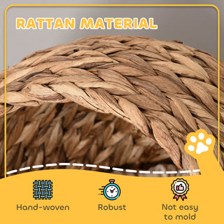 Rattan Kattehule Katteseng med Vandhyacintpude 50x42x60cm i Lysebrun til Hyggeligt Tilflugtssted