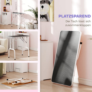 Hundetrimmebord med slynge, foldbart, stålben, skridsikker bordplade, 81x48,5x80 cm, sort