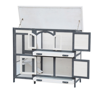 Kaninbur Model Krumme Grå-Hvid