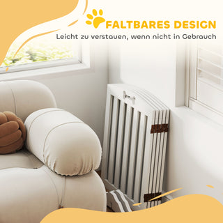 Fritstående hundegitter med støttefødder, til dørkarme, gange, trapper, 258 x 30 x 61 cm, hvid