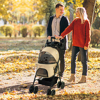 Hundeklapvogn, Sammenklappelig Kæledyrsklapvogn til Små Hunde og Katte, Oxford Khaki, 67 x 45 x 96 cm