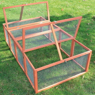 Udendørs Løbegård til kaniner brun 100 x 48 x 181 cm (B x H x L)