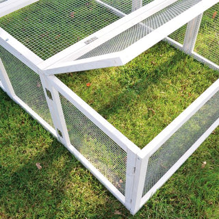 Udendørs Løbegård til kaniner hvid 100 x 48 x 181 cm (B x H x L)