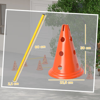 Agility Sæt Hunde 6-delt Agilityudstyr til Hundetræning Plug-in Hækkesæt med 12 Kegler 6 Højdejusterbare Hække Bæretaske Træningstilbehør Koordinationstræning til Lege Træning