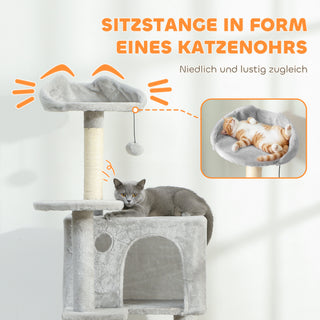 160 cm kradsetræ til katte med flere niveauer, sisal kradsetræer, huler, plysplatforme, hængekøje, stige og legebolde