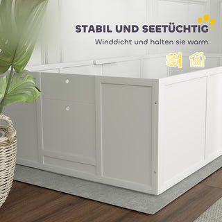 Hvalpekasse til hunde og hvalpe, med justerbare indgange, til store og små hunde, 196 x 96 x 48 cm, hvid