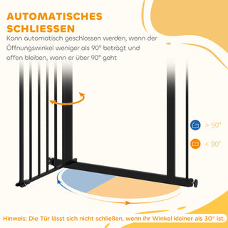 Hundesikkerhedsgitter, 74-80 cm, Trappegitter til Kæledyr, Hundegitter Inklusive Diverse Forlængere, Sikkerhedsgitter Uden Boring, Metal, Plast, Sort