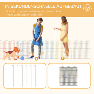 Hvalpekravlegård 6-delt 60 cm hvalpehegn DIY udendørs indhegning med metaldør farverig til kæledyr