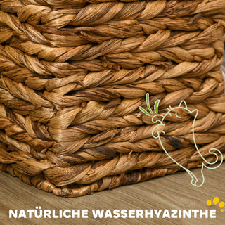 76 cm højt kradsetræ med 3 huler, vaskbar hynde, kradsetræ og kattetårn lavet af vandhyacint i lysebrun