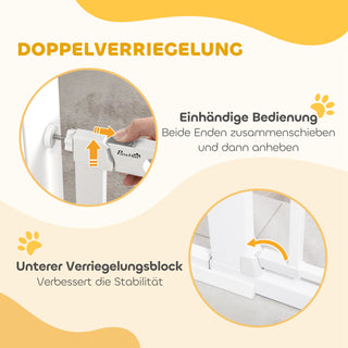 Dørsikkerhedslåge Trappegitter Hundebarrier Sikkerhedslåge til Kæledyr Hundegitter Klemmebeslag Metal ABS Hvid 75-131 x 76 cm