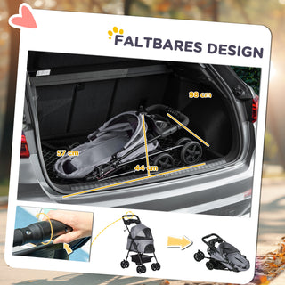 Hundeklapvogn, Sammenklappelig Kæledyrsklapvogn til Små Hunde og Katte, Oxford Grå, 67 x 45 x 96 cm, Sammenklappelig og Let