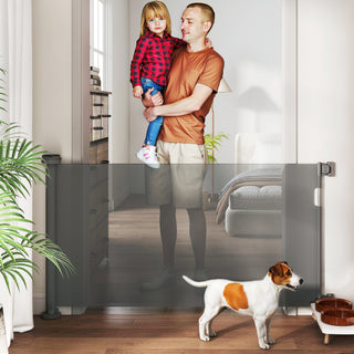 Trappeport Udtrækkelig 0-136 cm 87 cm Høj Dørport Trappeport Rullebarriererport Trappeport til Kæledyr Dørport Sikkerhedsport Velegnet til Trapper Døre Indendørs &amp; Udendørs