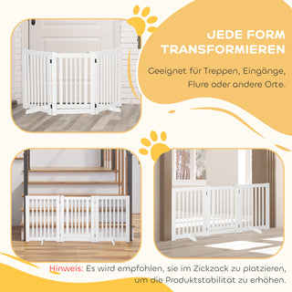 Hundegitter i Træ, Fritstående Hundegitter, Justerbar, Sammenklappelig, Hvid, 155x1,5x76 cm