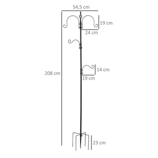 Fuglefoderhus Dekorativ Fuglefoderhus til Vilde Fugle med 4 Kroge 54,5 x 54,5 x 208 cm Sort