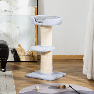 Kradsetræ, Belastningskapacitet 30 kg, Legetræ med Kradsetræ, Platform, Sisal, Lyseblå, 45 x 45 x 91 cm