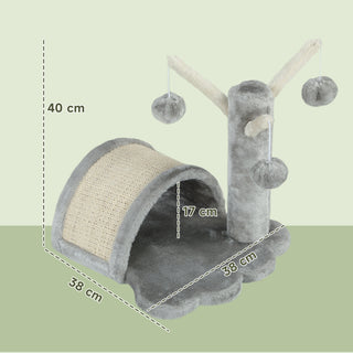 Robust kradsetræ, lille, klatretræ med kradsetræ, 38 x 38 x 40 cm, lysegrå, ideelt til indekatte