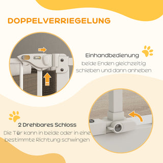 Sikkerhedsgitter til Hunde, 74-80 cm, Trappegitter til Kæledyr, Hundegitter, Sikkerhedsgitter uden Boring, Metal, Plast, Hvid