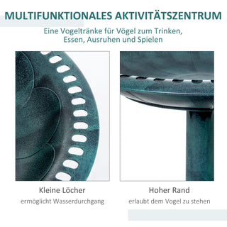 Fuglebad med stativ 69,5 cm til vilde fugle, fuglefoderautomat og fuglebad til have og altan