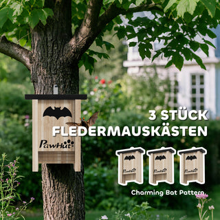 Flagermuskasse Sæt med 3, Flagermushus, Redekasse til Flagermus, Hængende Flagermuskasse til Haver, Frugtplantager, Gårde, Grantræ, 18 x 6 x 22,5 cm, Naturlig