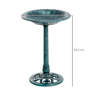 Fuglebad med stativ 69,5 cm til vilde fugle, fuglefoderautomat og fuglebad til have og altan