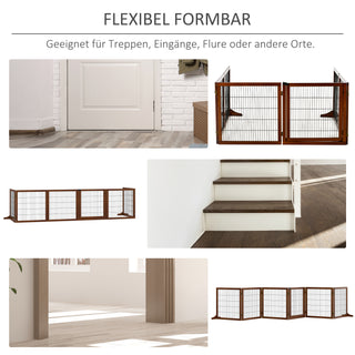 Hundegitter, 6-delt, 432 x 70 cm Sammenklappelig Dørgitter med 2 Støttefødder, Fritstående Hundegitter, Trappegitter til Mellemstore Hunde, Til Entre, Trapper, Kaffe