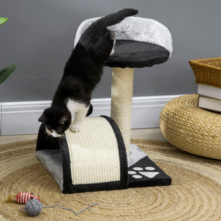 Lille Kradsetræ, 46 cm Højde, med Kradsetræer og Legebolde, Sort Plys, Ideel til Små Katte