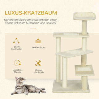 Kradsetræ til op til 10 kg kradsetræ med sisalstolper og kæledyrstrapper beige 50 x 50 x 100 cm til katteelskere