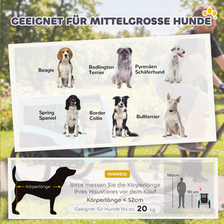 Sammenklappelig cykelanhænger med sikkerhedsreflekser og snor, til mellemstore hunde op til 20 kg, 143 x 70 x 90 cm, lyseblå