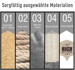 Kradsetræ XXL Kattehulestige Klatretræ Flerniveau Grå 50x50x170cm