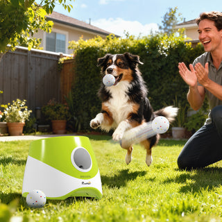 Automatisk boldkaster, interaktiv boldkastemaskine med 3 bolde, 3 afstande, 6m/10m/14m til små og mellemstore hunde, grøn