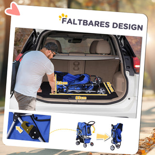 Hundevogn til Hunde og Katte, Flerfarvet Blå, Sammenklappelig &amp; Let, Ideel til Udflugter