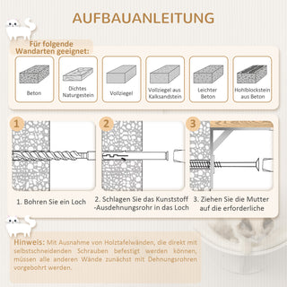 Katzenliege Wandliege Katzenbett mit Plüschauflage 41 x 28 x 21 cm in Weiß, ideal für Katzenregal & Wandmontage